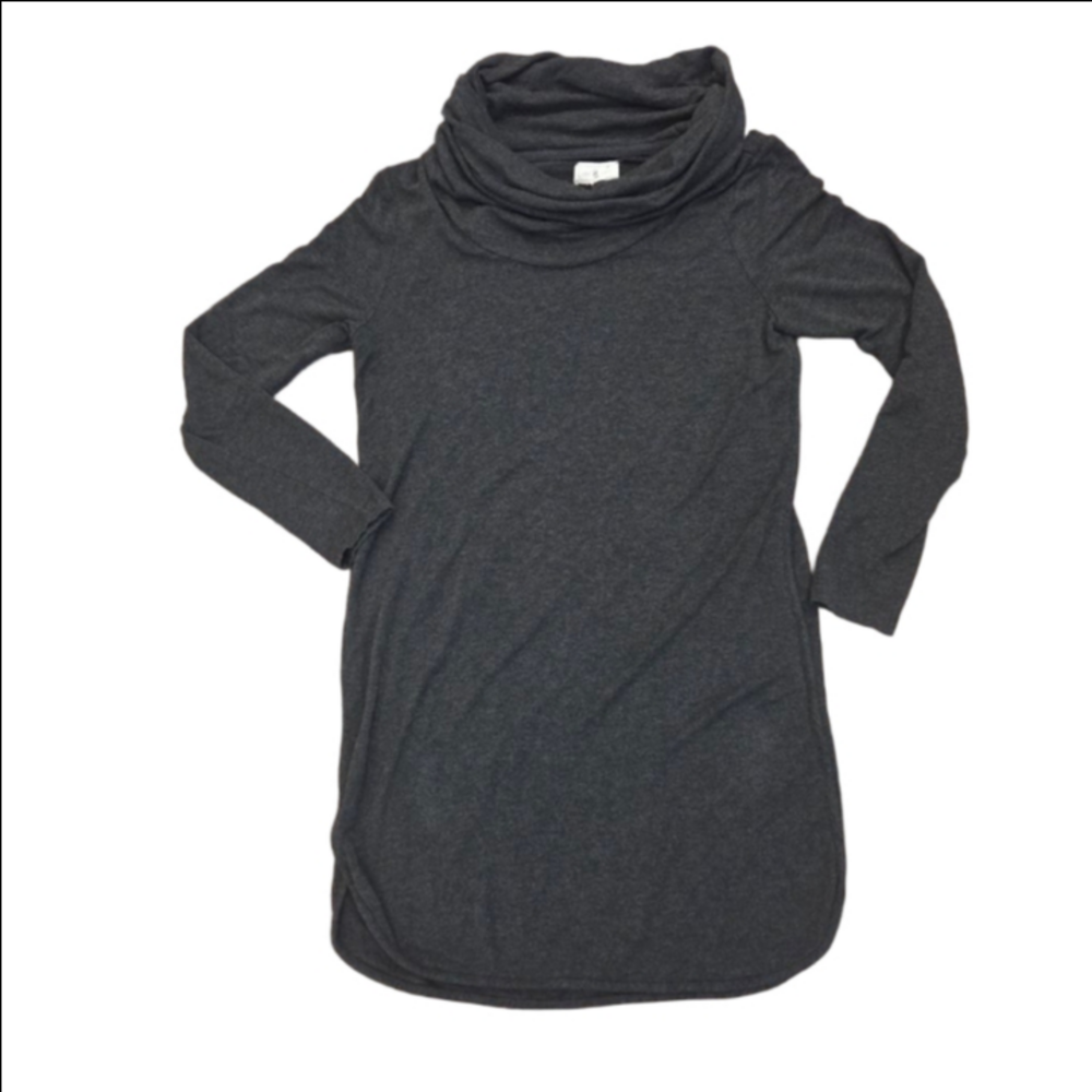 Lou & Grey Long Sleeve Cowl Neck Mini Dress Tunic size medium Dark Gray